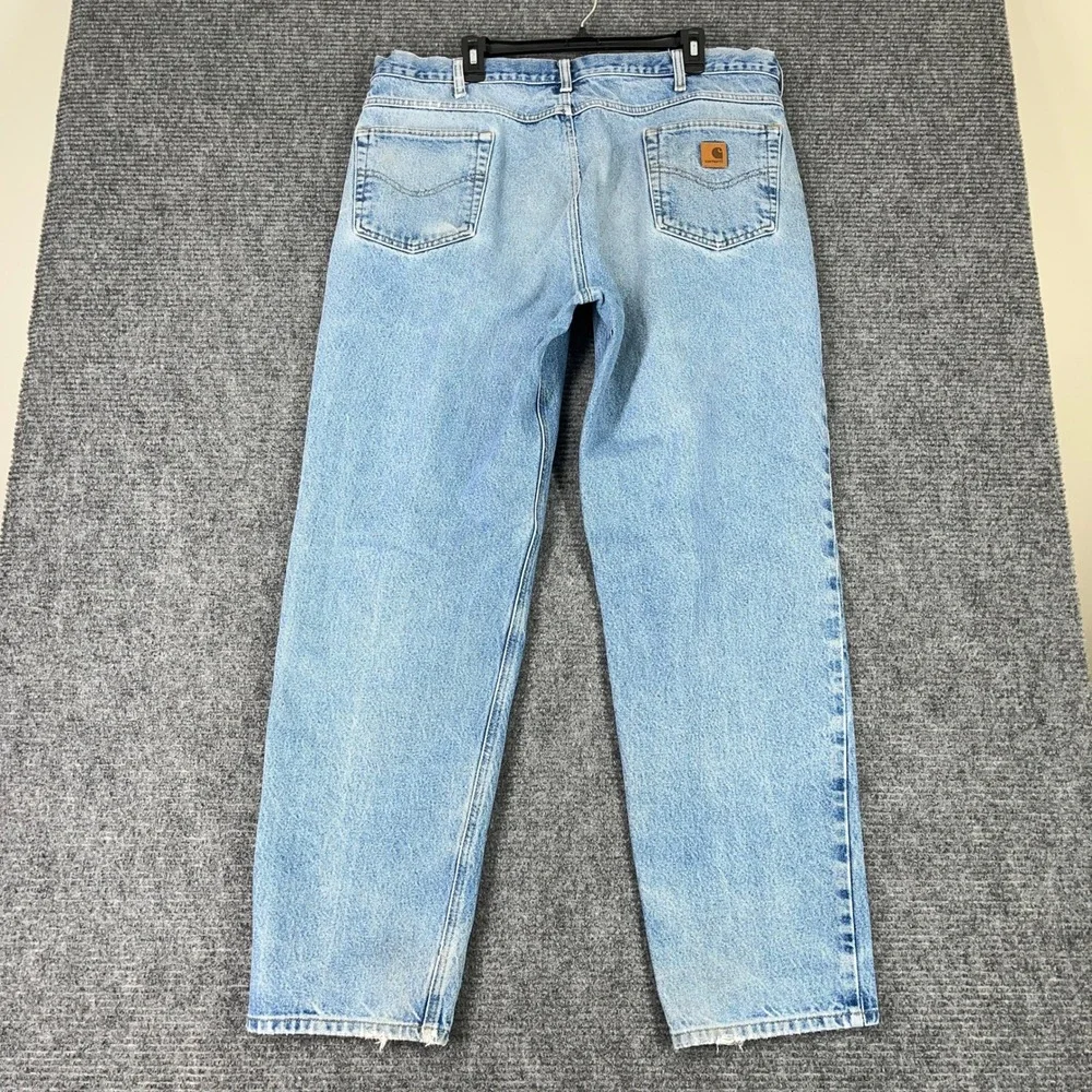 Carhartt Relaxed Fit Tapered Leg‎ Jeans Light Wash Denim 40 32 Men Workwear